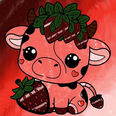 cute strawberry cow