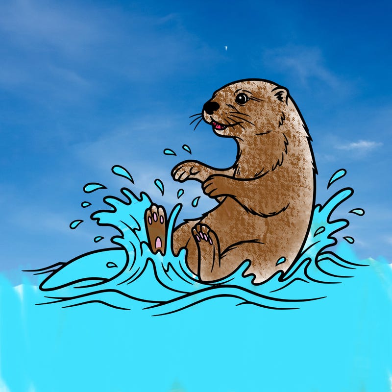 otter in the water playing