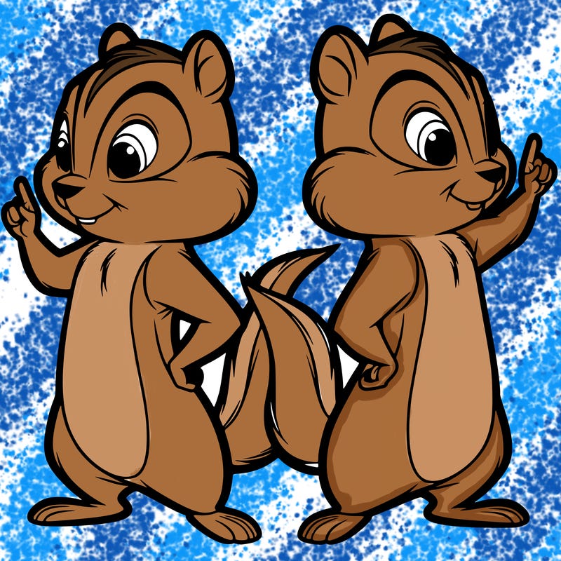 two tamias standing up split realistic