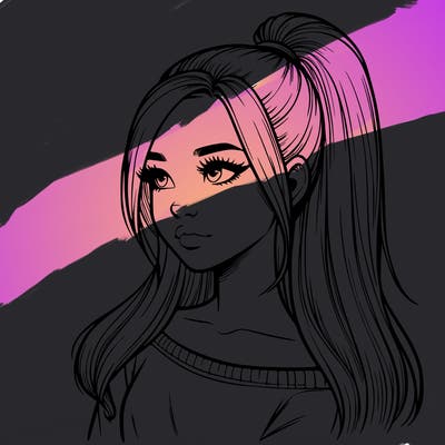 realistic girl with a high ponytail