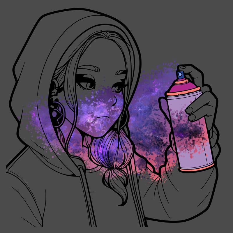 a realistic girl, spray painting