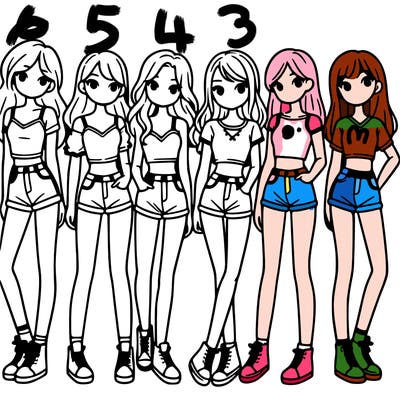 a group of girls wearing crop tops and shorts