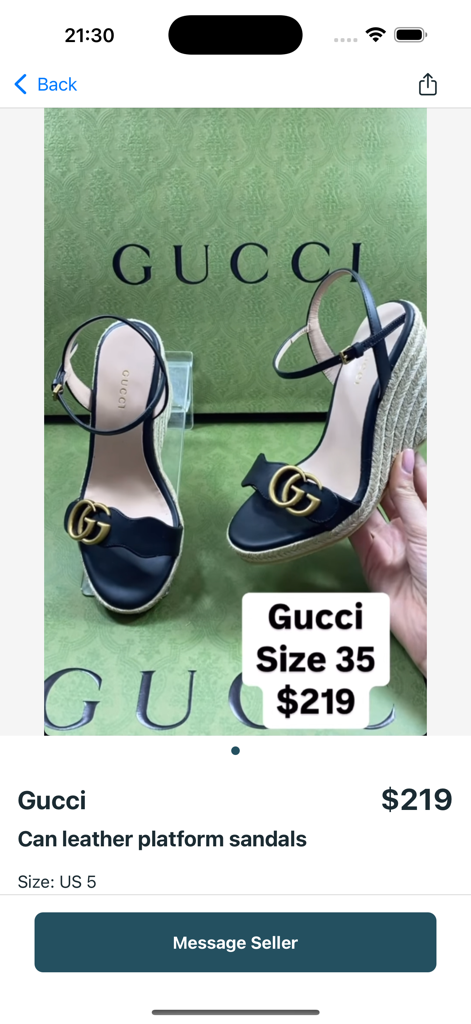 Cachet App - Schwarze Gucci Leder Plateau-Sandalen zum Verkauf in der Cachet App