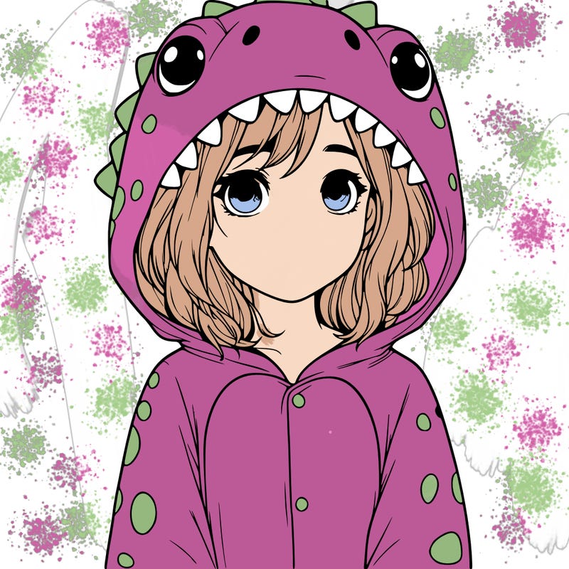 a girl in a dinosaur onesie realistic