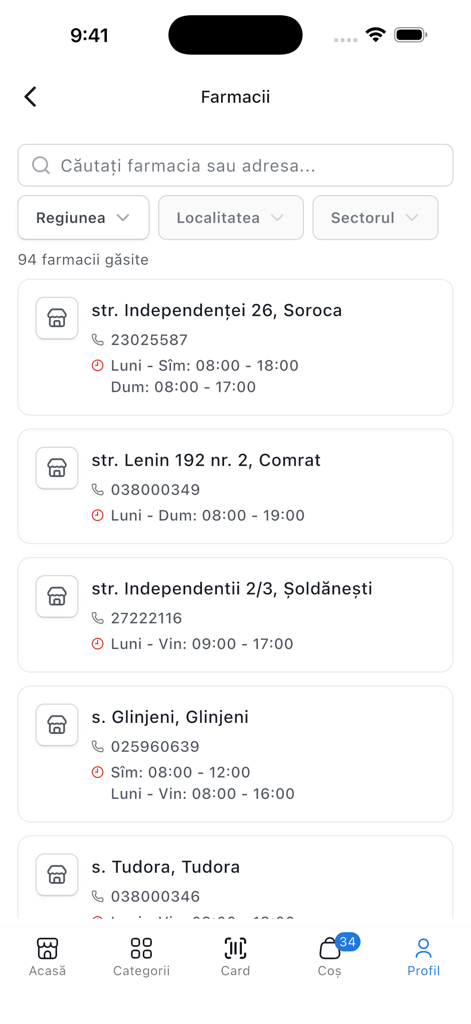 Farmacie.md - Elenco di farmacie e orari di apertura nell'app Farmacie.md