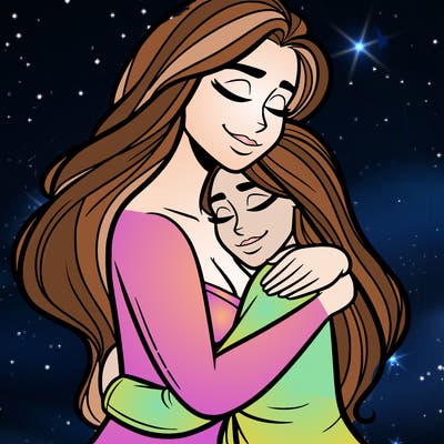 woman hugging another person