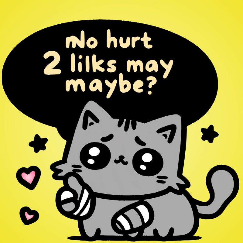 cute cat thats been hurt saiying 2 likes maybe