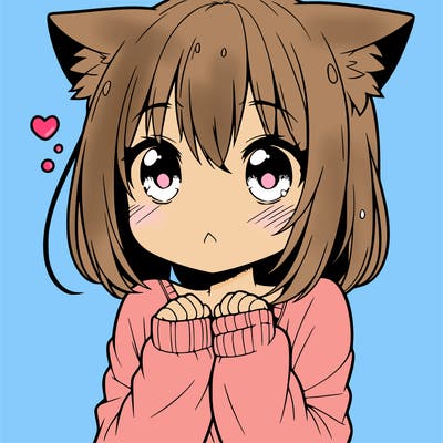 shy anime catgirl