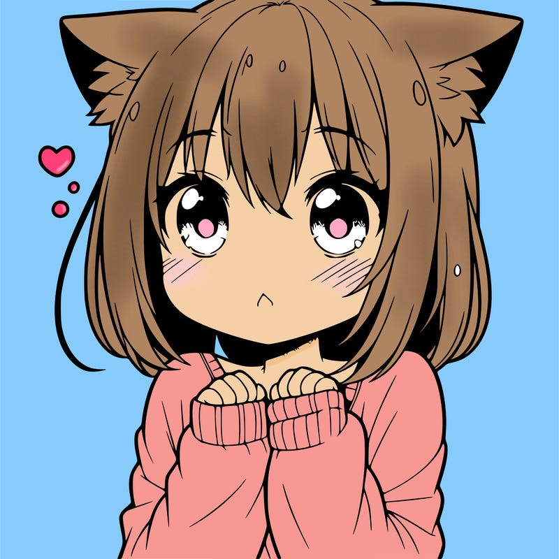shy anime catgirl