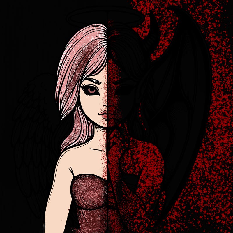 realistic angel half demon