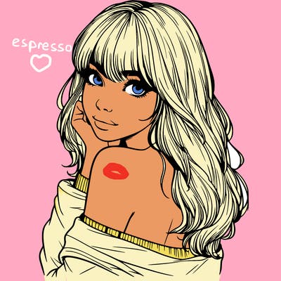 realistic girl with bangs looking over her shoulder