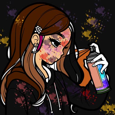 a realistic girl spray painting