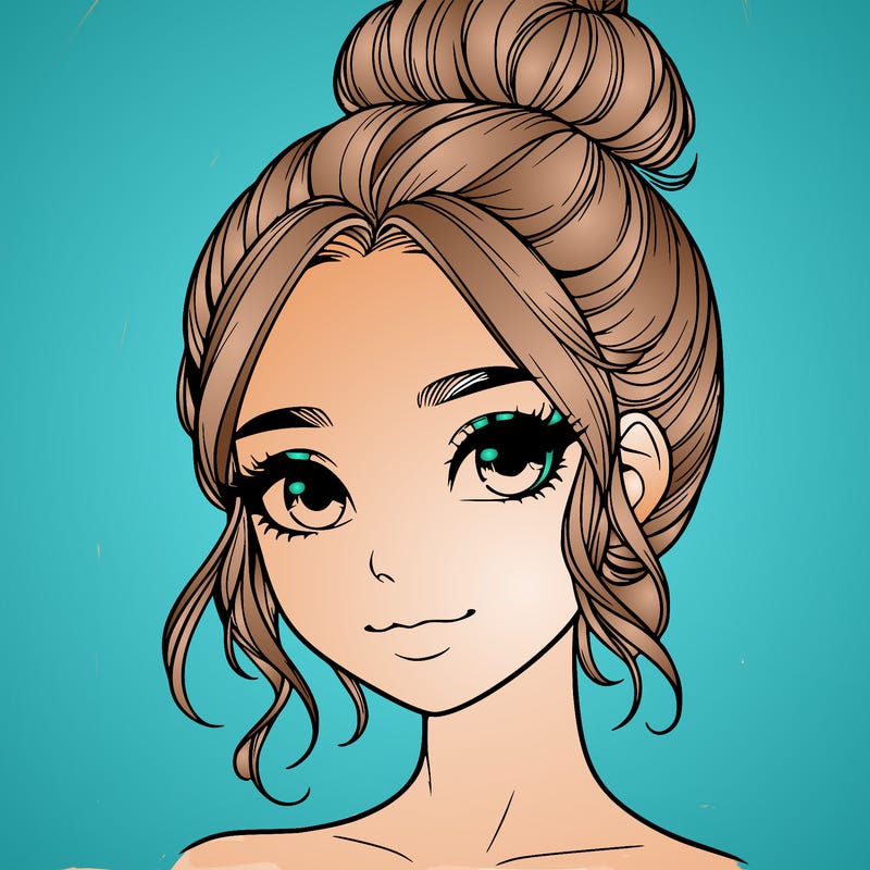 realistic pretty girl with hair in bun
