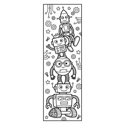 Get ready for a mechanical adventure with this delightful toy robot bookmark coloring page! Kids will love bringing these friendly, stacked bots to life with their favorite colors, perfect for marking their next great read.
