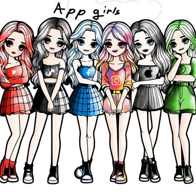 a group of girls realistic