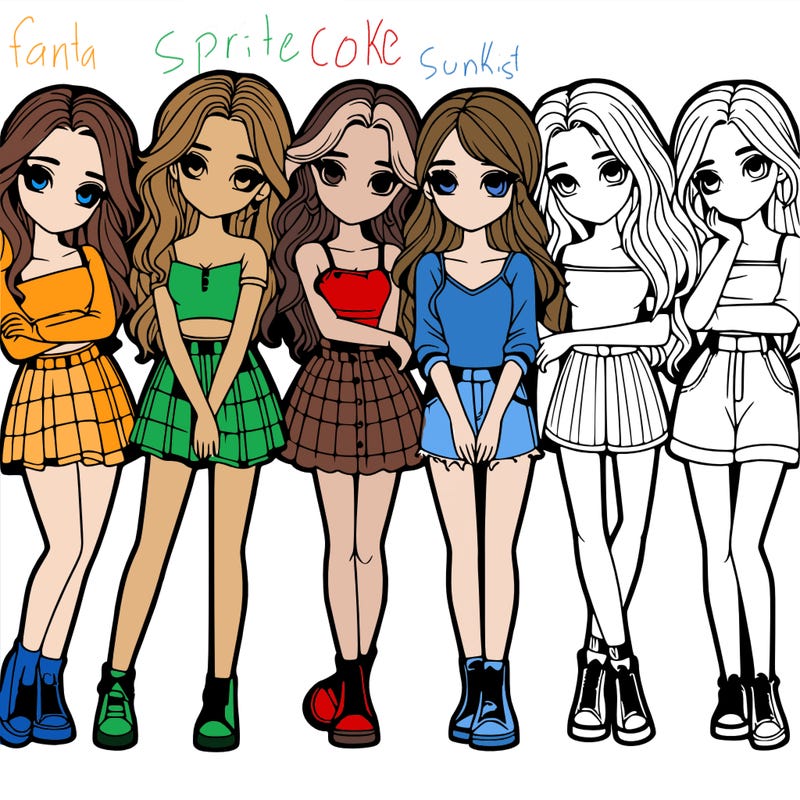 a group of girls realistic