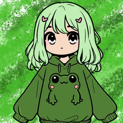 girl wearing frogging sweatshirt