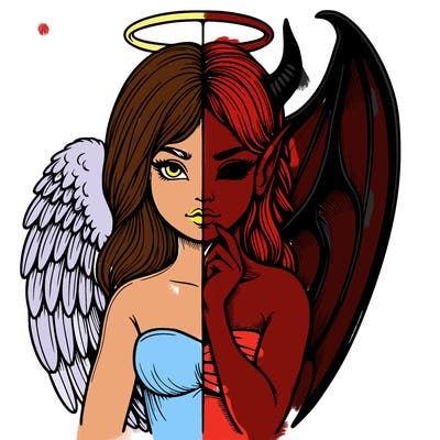 realistic angel half demon