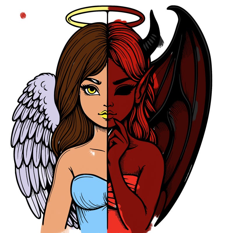 realistic angel half demon