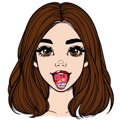 realistic girl with her tongue out