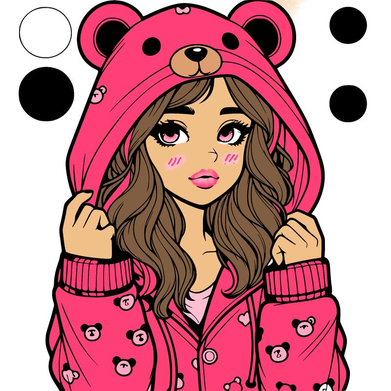 realistic girl in a animal pjs hoodie