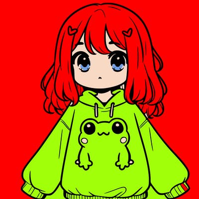 girl wearing frogging sweatshirt