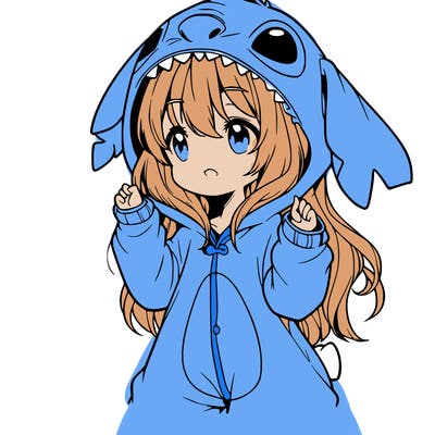 anime girl in a stitch onsie