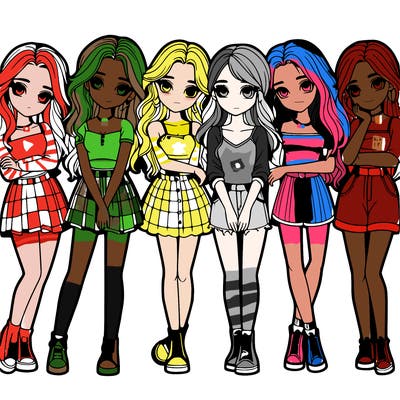 a group of girls realistic