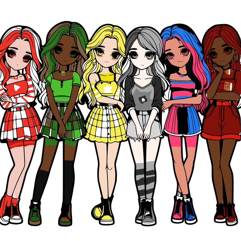 a group of girls realistic