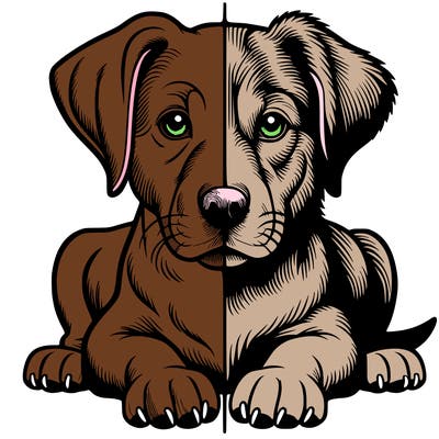 realistic dog split picture