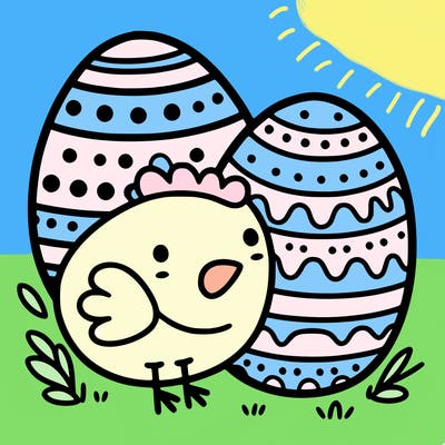 drawing a easter eggs with chicken