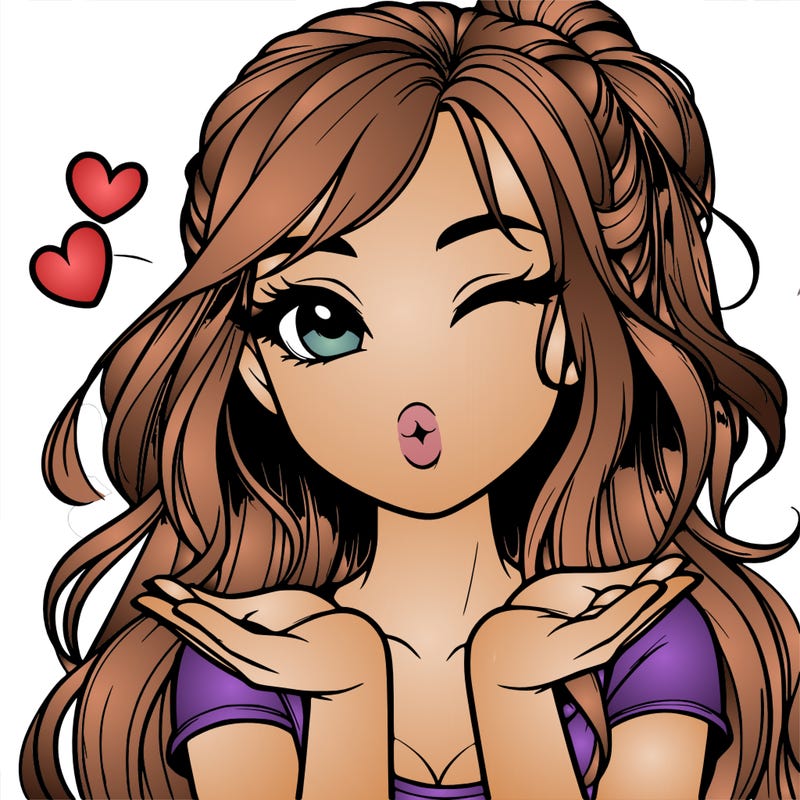 realistic girl winking and blowing a kiss while making heart hands