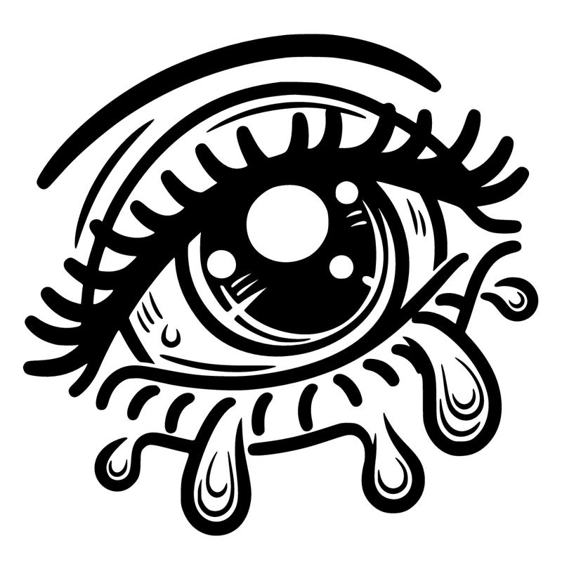 a closed eye crying detailed picture