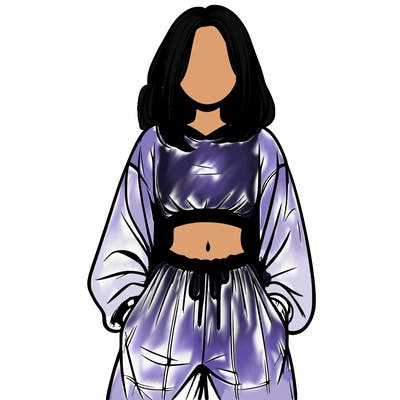 realistic girl faceless with baggy pants and a crop top