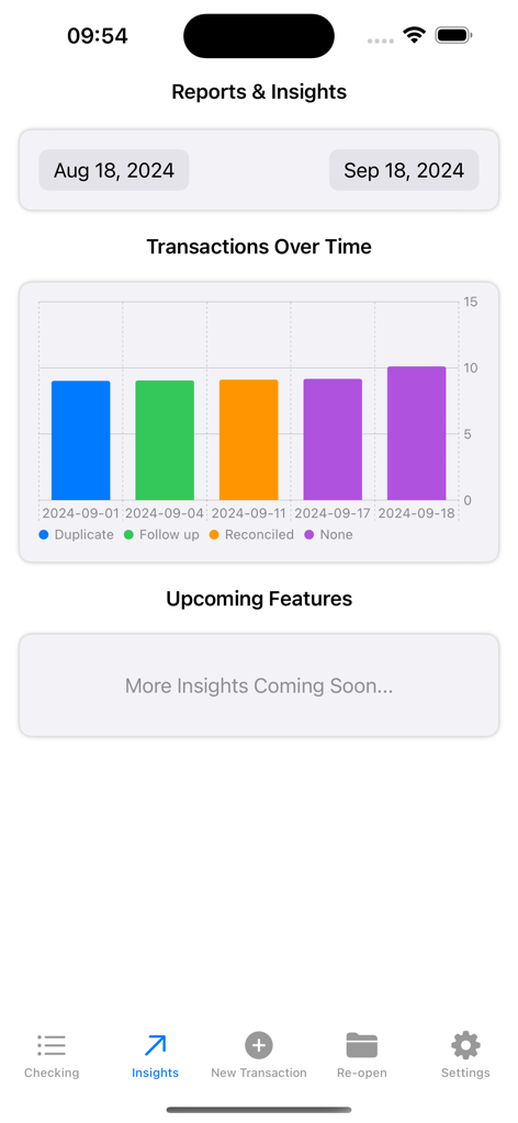 Money Manager EX - Money Manager EX app reports and insights screen with transaction bar chart