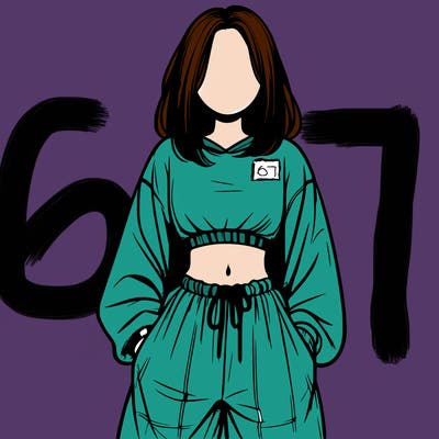 realistic girl faceless with baggy pants and a crop top