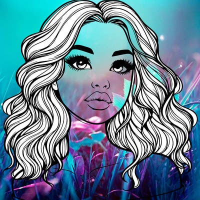 realistic girl with wavy hair and lips