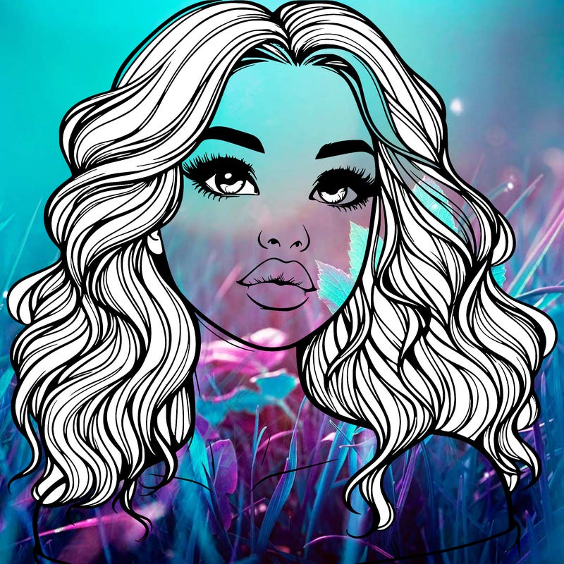 realistic girl with wavy hair and lips