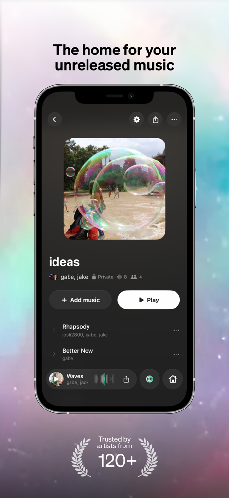 Baton - Unreleased Music - Baton 앱 인터페이스로 미발매 음악 트랙을 관리하고 재생합니다