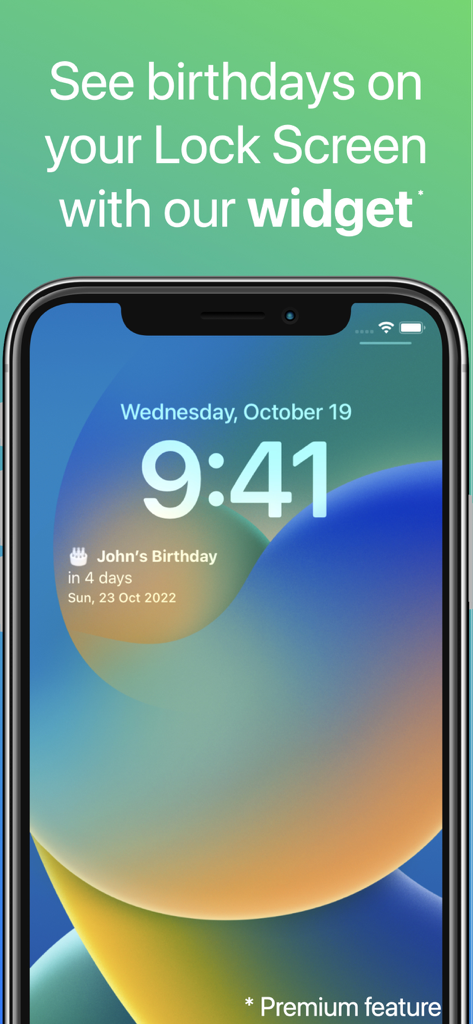 iPhone Lock Screen featuring a birthday countdown widget