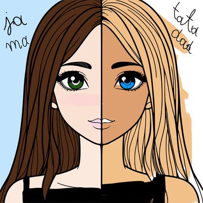 a split realistic girl