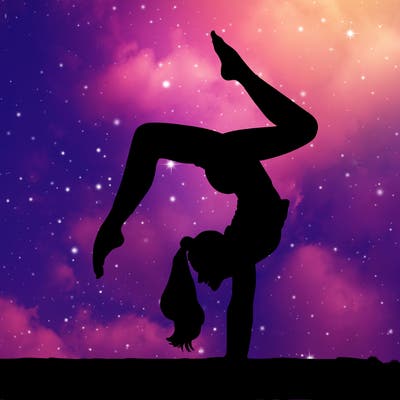 a woman doing a handstand realistic