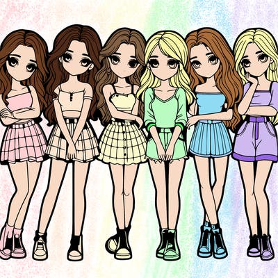 a group of girls realistic