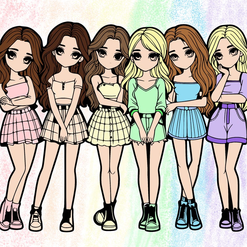 a group of girls realistic