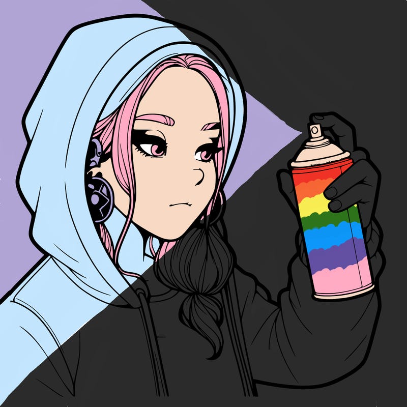 a realistic girl, spray painting