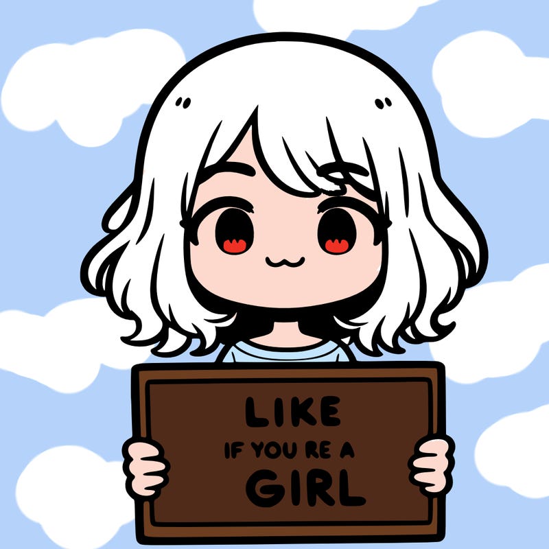 a cute girl holding a sign that says like if you’re a girl