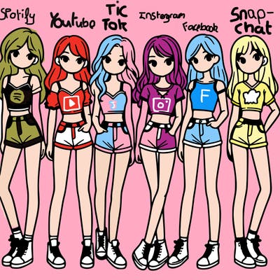 a group of girls wearing crop tops and shorts