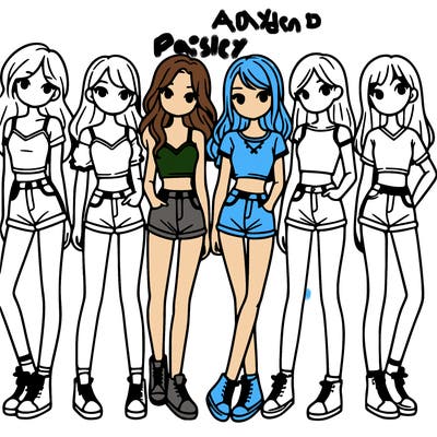 a group of girls wearing crop tops and shorts