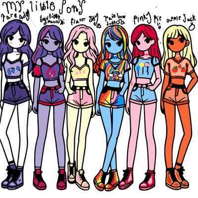 a group of girls wearing crop tops and shorts
