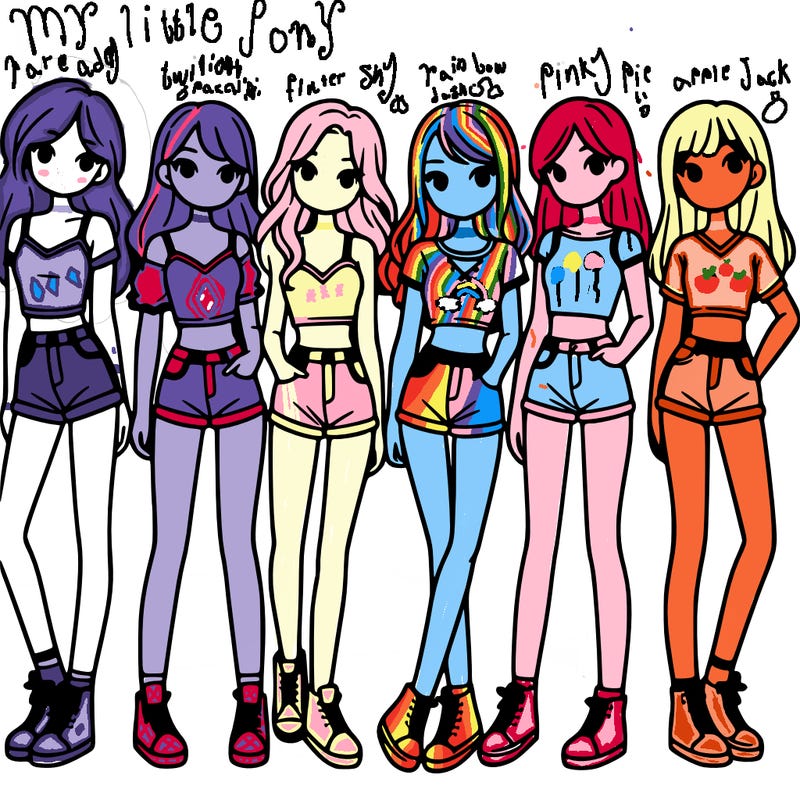 a group of girls wearing crop tops and shorts